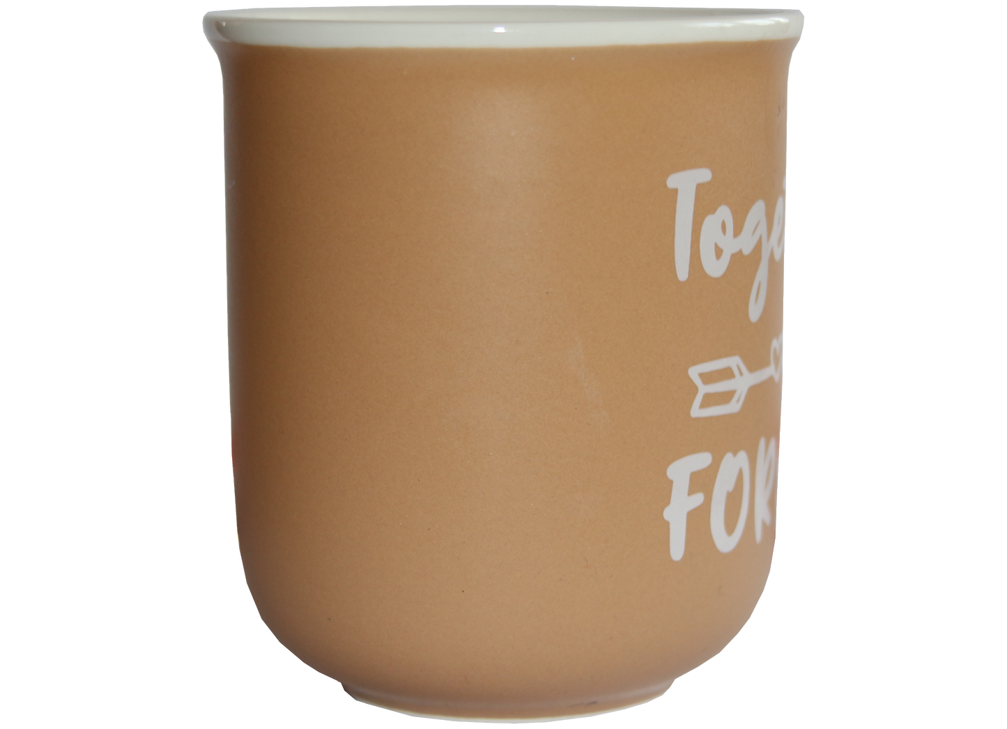 Jumbo Tasse XXL 350 ml hellbraun mit weißem Schriftzug "Together --> FOREVER"