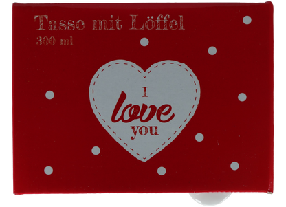 Jumbo Tasse XXL 300 ml mit Schriftzug "I love You" in Geschenkbox