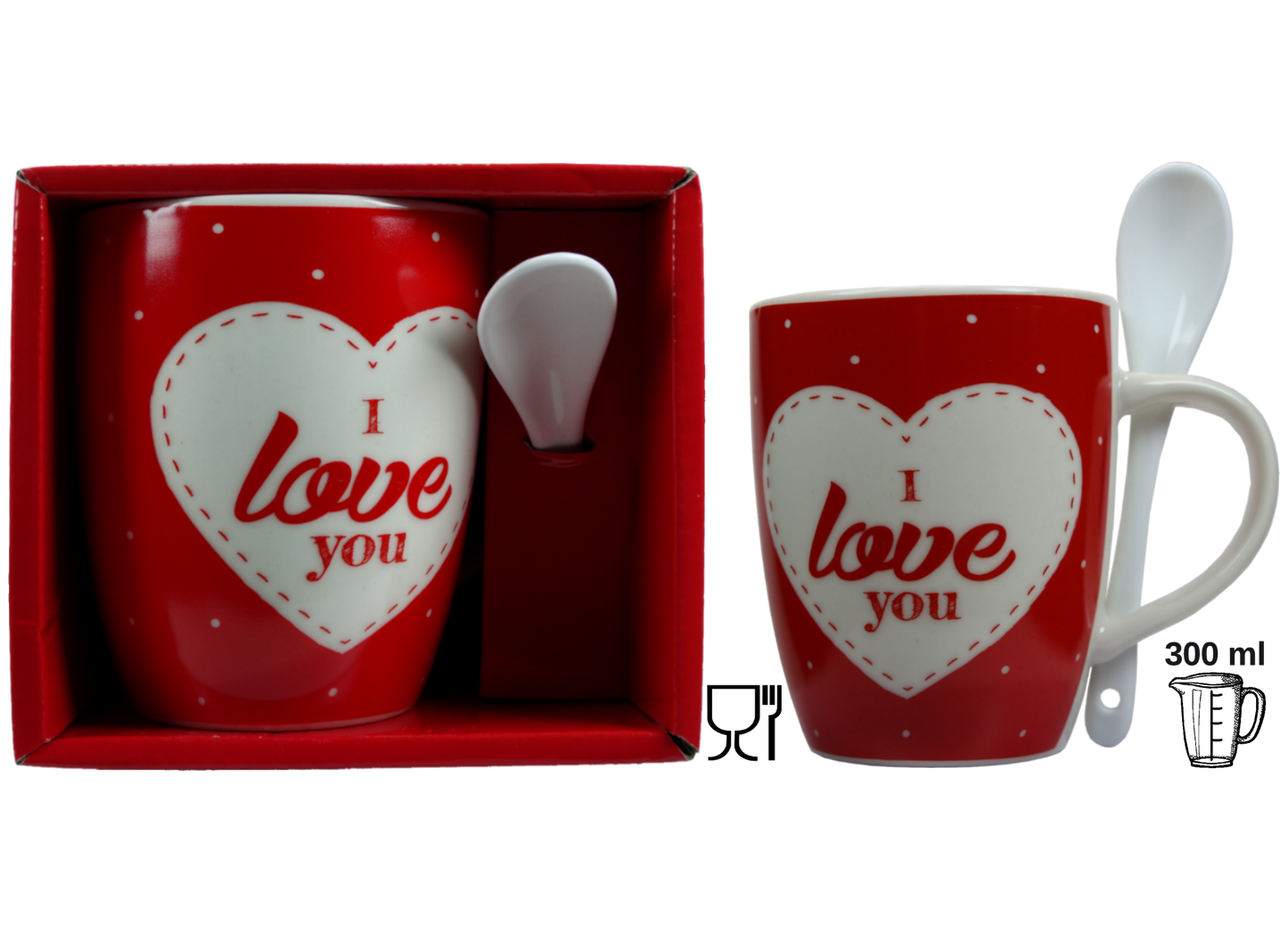 Jumbo Tasse XXL 300 ml mit Schriftzug "I love You" in Geschenkbox