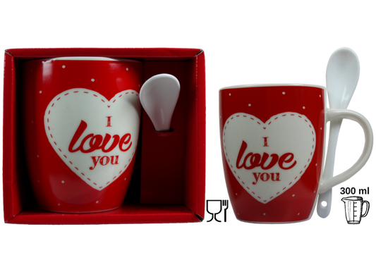 Jumbo Tasse XXL 300 ml mit Schriftzug "I love You" in Geschenkbox