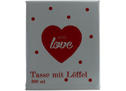 Jumbo Tasse XXL 300 ml weiß mit Schriftzug "With love" in Geschenkbox