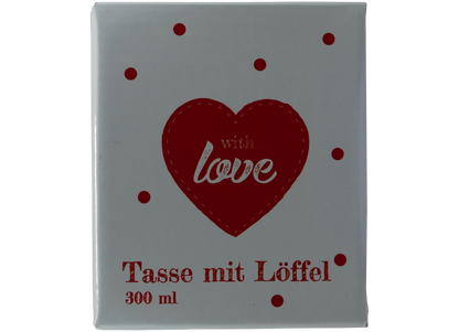 Jumbo Tasse XXL 300 ml weiß mit Schriftzug "With love" in Geschenkbox