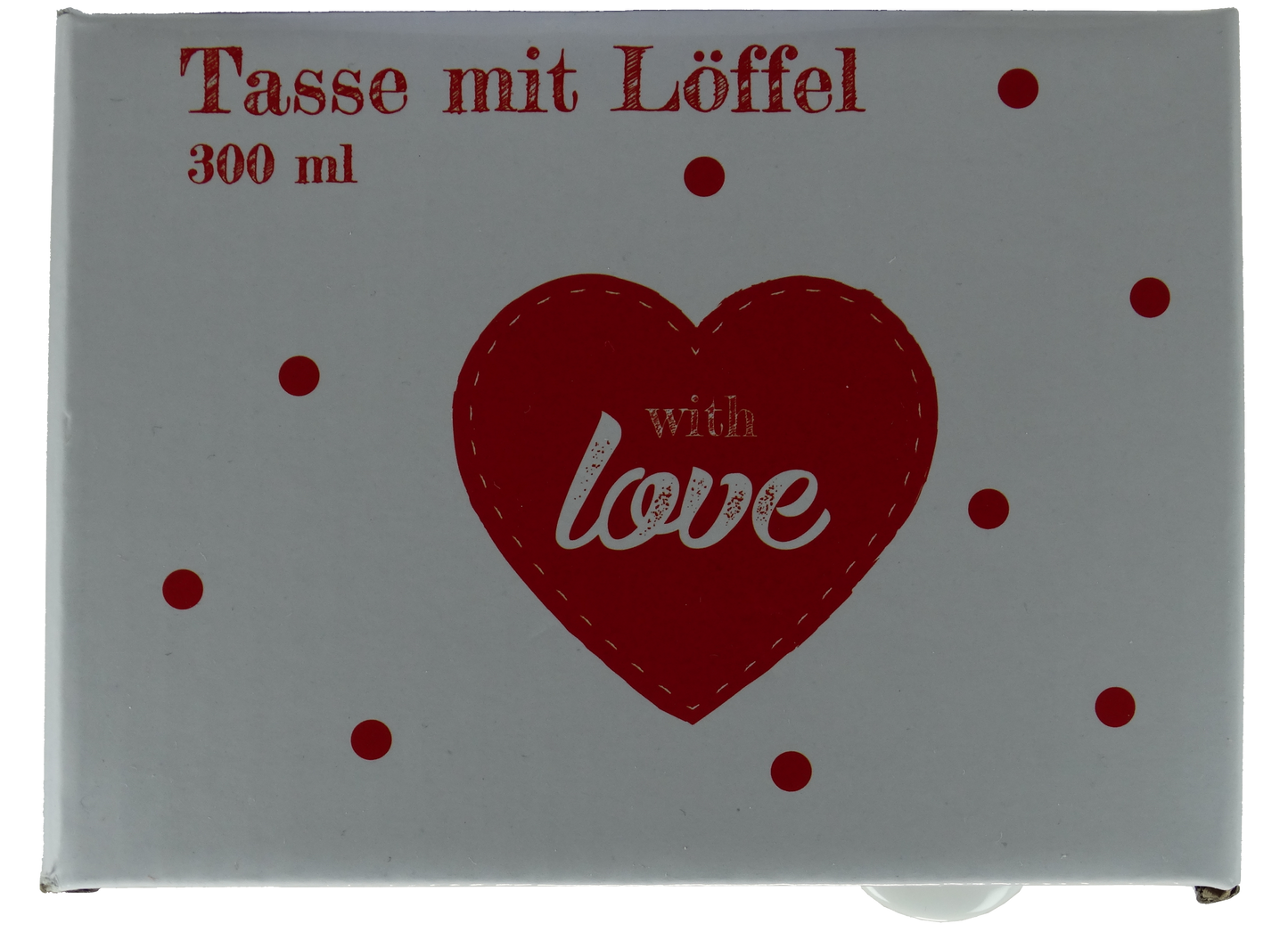 Jumbo Tasse XXL 300 ml weiß mit Schriftzug "With love" in Geschenkbox