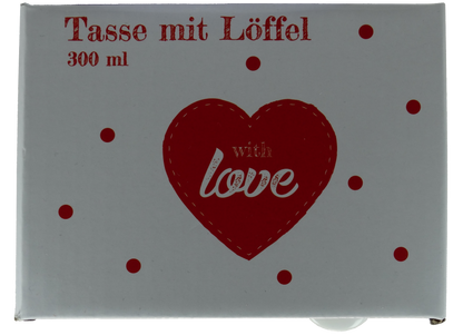 Jumbo Tasse XXL 300 ml weiß mit Schriftzug "With love" in Geschenkbox