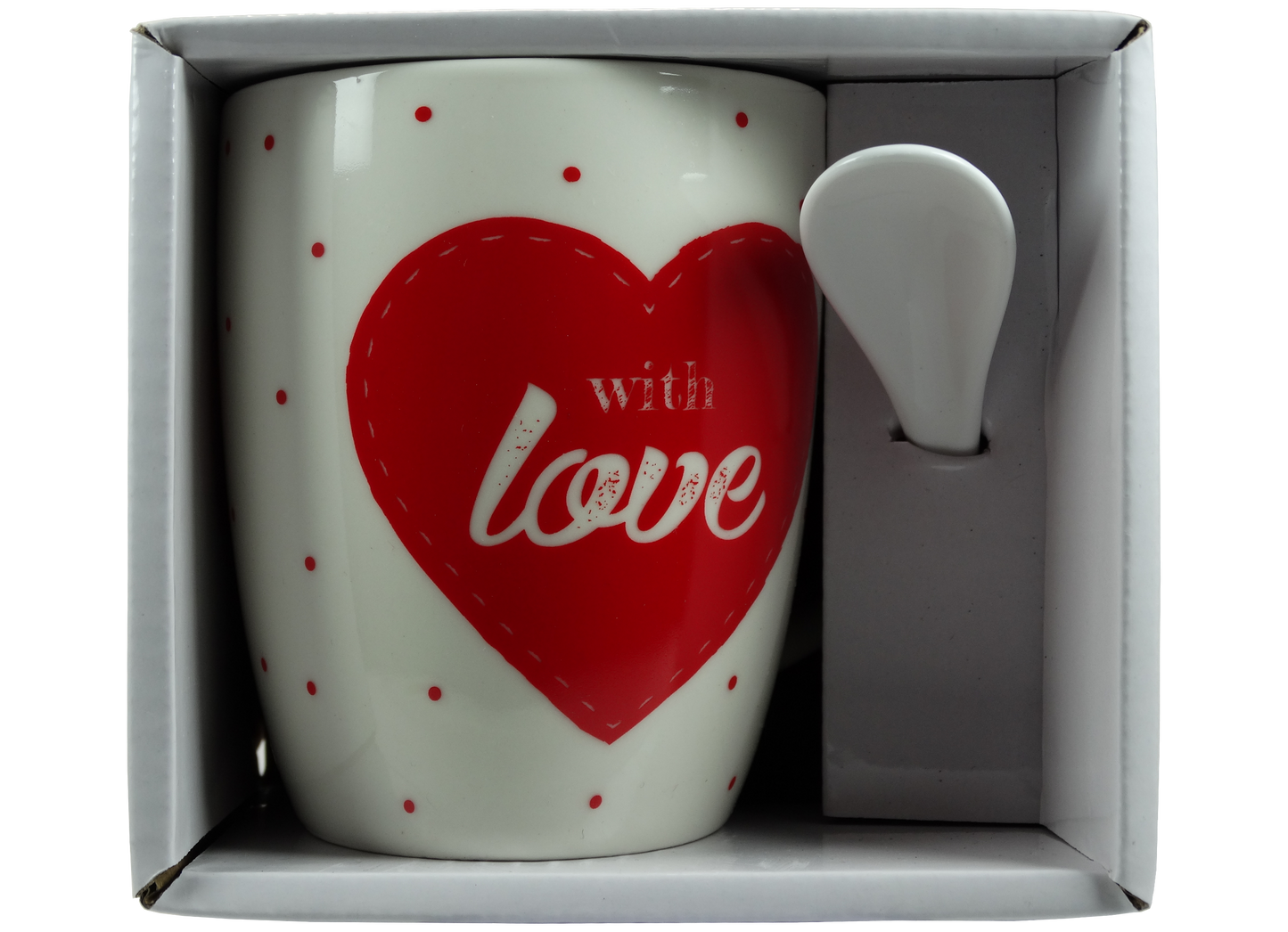 Jumbo Tasse XXL 300 ml weiß mit Schriftzug "With love" in Geschenkbox