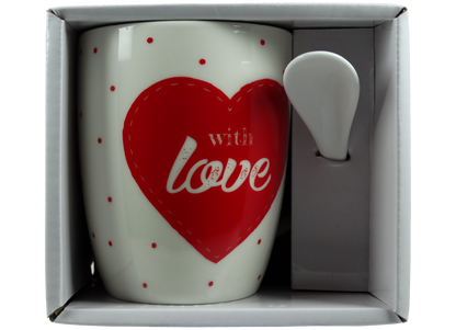 Jumbo Tasse XXL 300 ml weiß mit Schriftzug "With love" in Geschenkbox