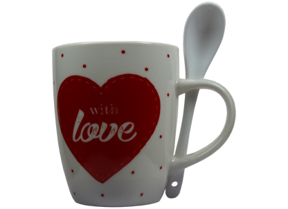 Jumbo Tasse XXL 300 ml weiß mit Schriftzug "With love" in Geschenkbox