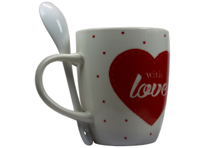 Jumbo Tasse XXL 300 ml weiß mit Schriftzug "With love" in Geschenkbox