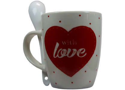 Jumbo Tasse XXL 300 ml weiß mit Schriftzug "With love" in Geschenkbox