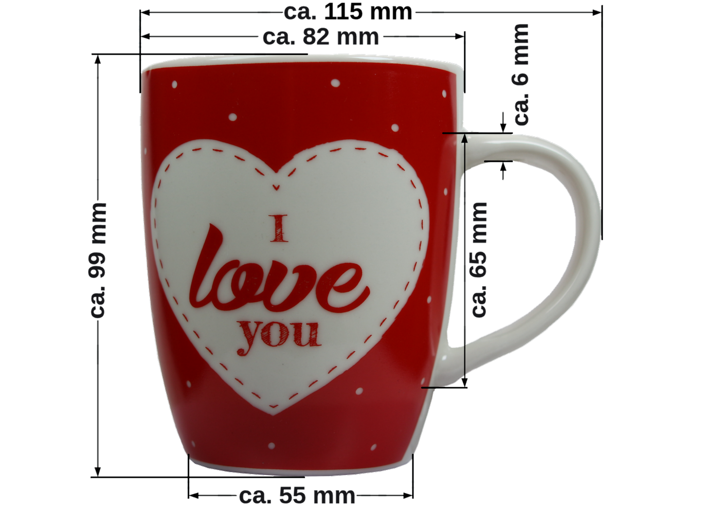 Jumbo Tasse XXL 300 ml mit Schriftzug "I love You" in Geschenkbox