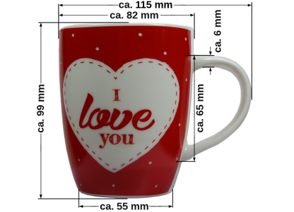 Jumbo Tasse XXL 300 ml mit Schriftzug "I love You" in Geschenkbox