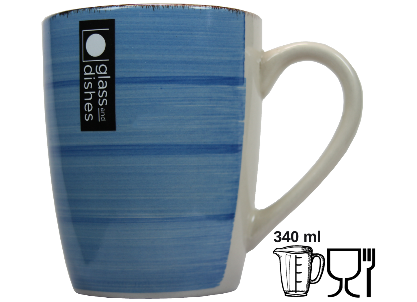 Jumbo Tasse XXL 340 ml blau gestreift mit weißem Henkel