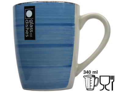 Frühstückset Jumbo Tasse XXL 340 ml und Müslischale 600 ml Ø 14 cm blau gestreift