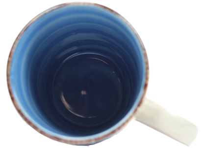 Jumbo Tasse XXL 340 ml blau gestreift mit weißem Henkel