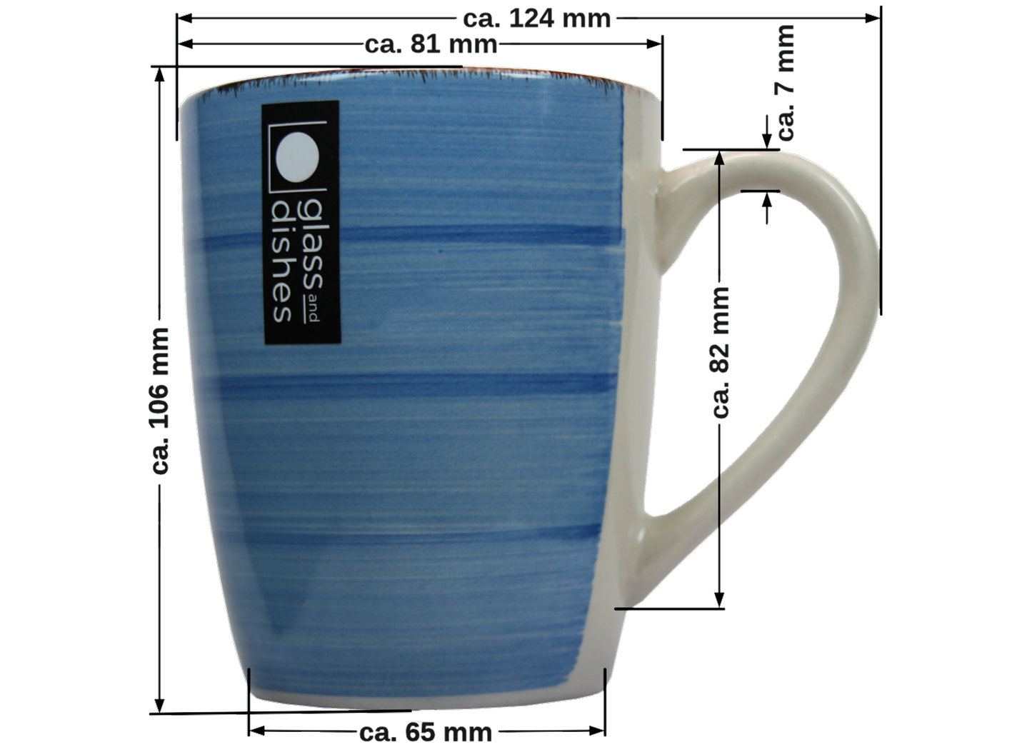 Jumbo Tasse XXL 340 ml blau gestreift mit weißem Henkel