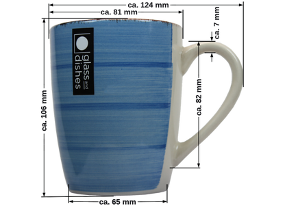 Frühstückset Jumbo Tasse XXL 340 ml und Müslischale 600 ml Ø 14 cm blau gestreift