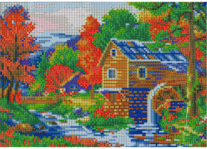 Wassermühle am Bach Diamond Painting 34 Farben 400 x 300  mm YMX98