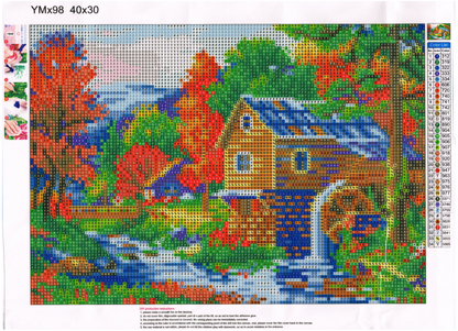 Wassermühle am Bach Diamond Painting 34 Farben 400 x 300  mm YMX98