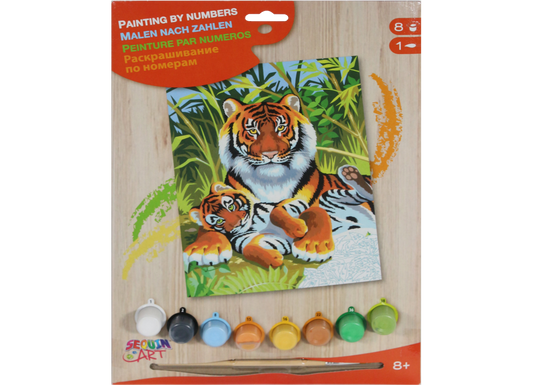 Tiger mit Junge Sequin Art 0029 Malen nach Zahlen Kinder ab 8 Jahre 224 x 303 mm