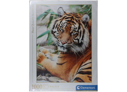 Portrait eines liegenden Sumatra Tigers Clementoni Puzzle 1000 Teile 50 x 69 cm