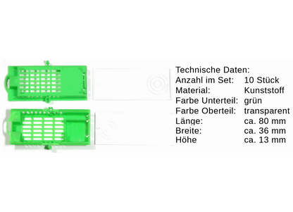 10 Stück Zusetzkäfig Versandkäfig grün für Bienenköniginnenzucht