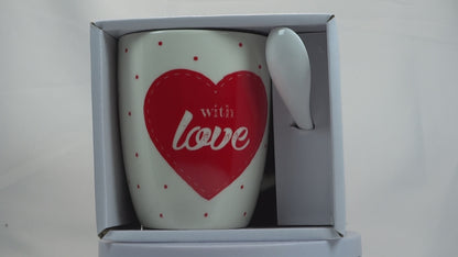 Jumbo Tasse XXL 300 ml weiß mit Schriftzug "With love" in Geschenkbox