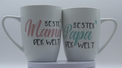 Jumbo Tasse XXL 380 ml mit Schriftzug "Beste Mama der Welt" oder "Bester Papa der Welt"