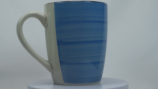 Jumbo Tasse XXL 340 ml blau gestreift mit weißem Henkel